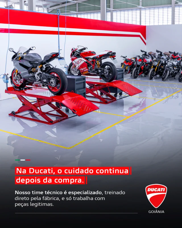 Na Ducati, o cuidado continua depois da entrega
Equipe técnica especializada, peças legítimas e padrão de qualidade direto da fábrica

#DucatiBrasil #PósVendasDucati #RedPassion #RideDucati #ServiçoEspecializado